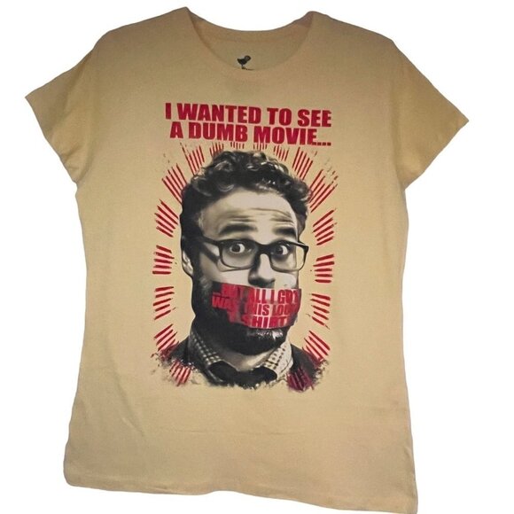 TeeFury Womens Yellow Graphic T-Shirt 2XL Stretch Cotton Movie The interview New - Picture 1 of 3